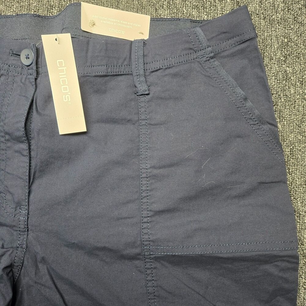 Chico’s Women’s 3 (16) Navy Cargo Shorts Cotton Poplin Utility Stretch NWT - Picture 9 of 16